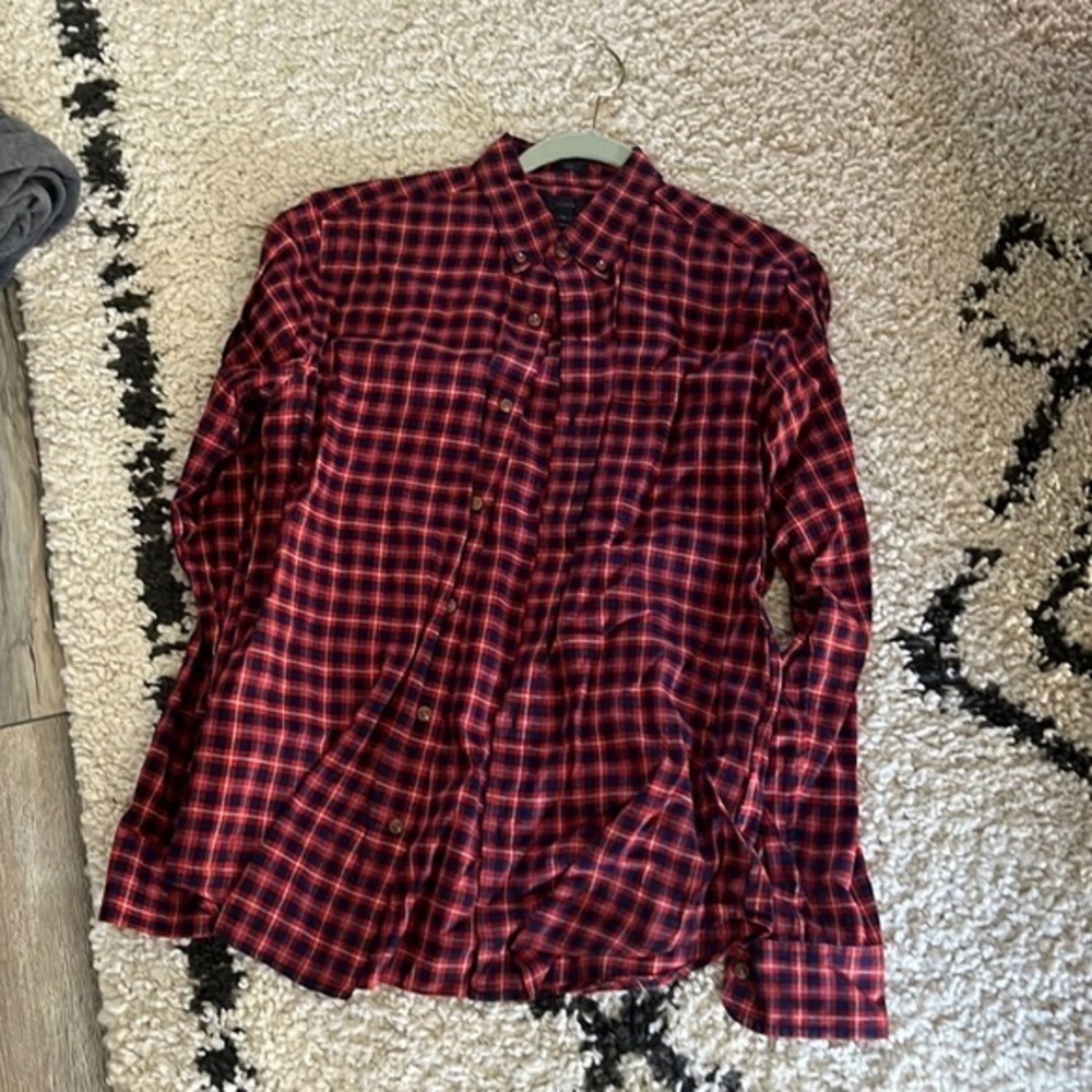Mens j crew red blue plaid button down shirt M slim fit - Picture 1 of 2